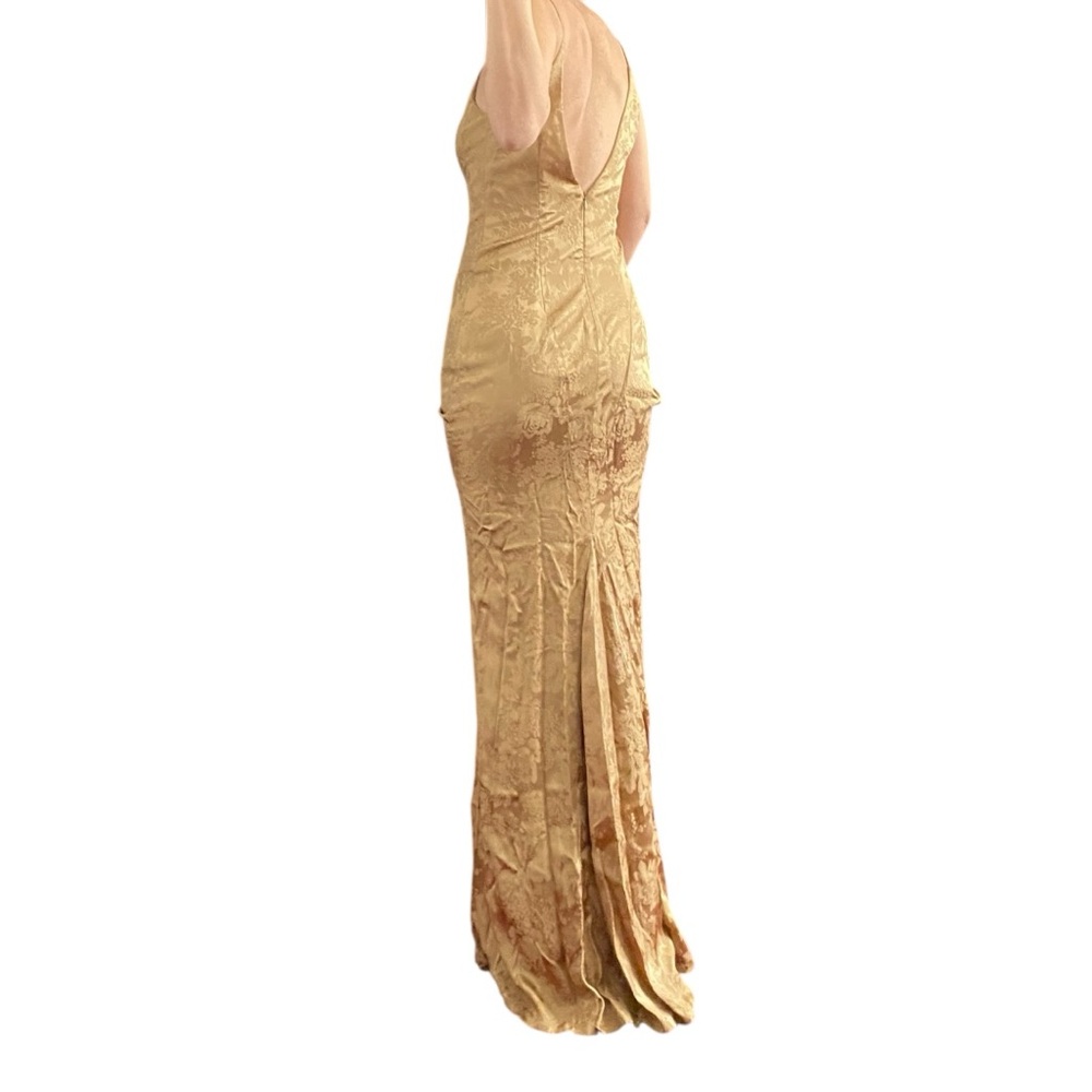 Nicole Miller Signature Vintage Embroidered Beaded Silk Tan Long Gown Size US 4 - Picture 4 of 11